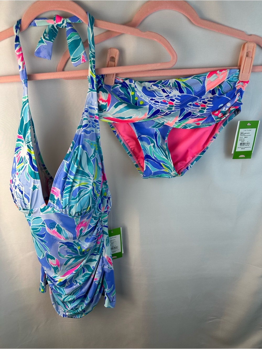 Lilly Pulitzer NWT, 0,bliss halter tankini top, lagoon sarong bikini bottom